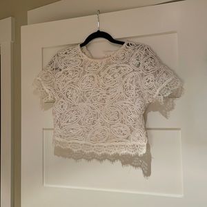 Lace high neck crop top